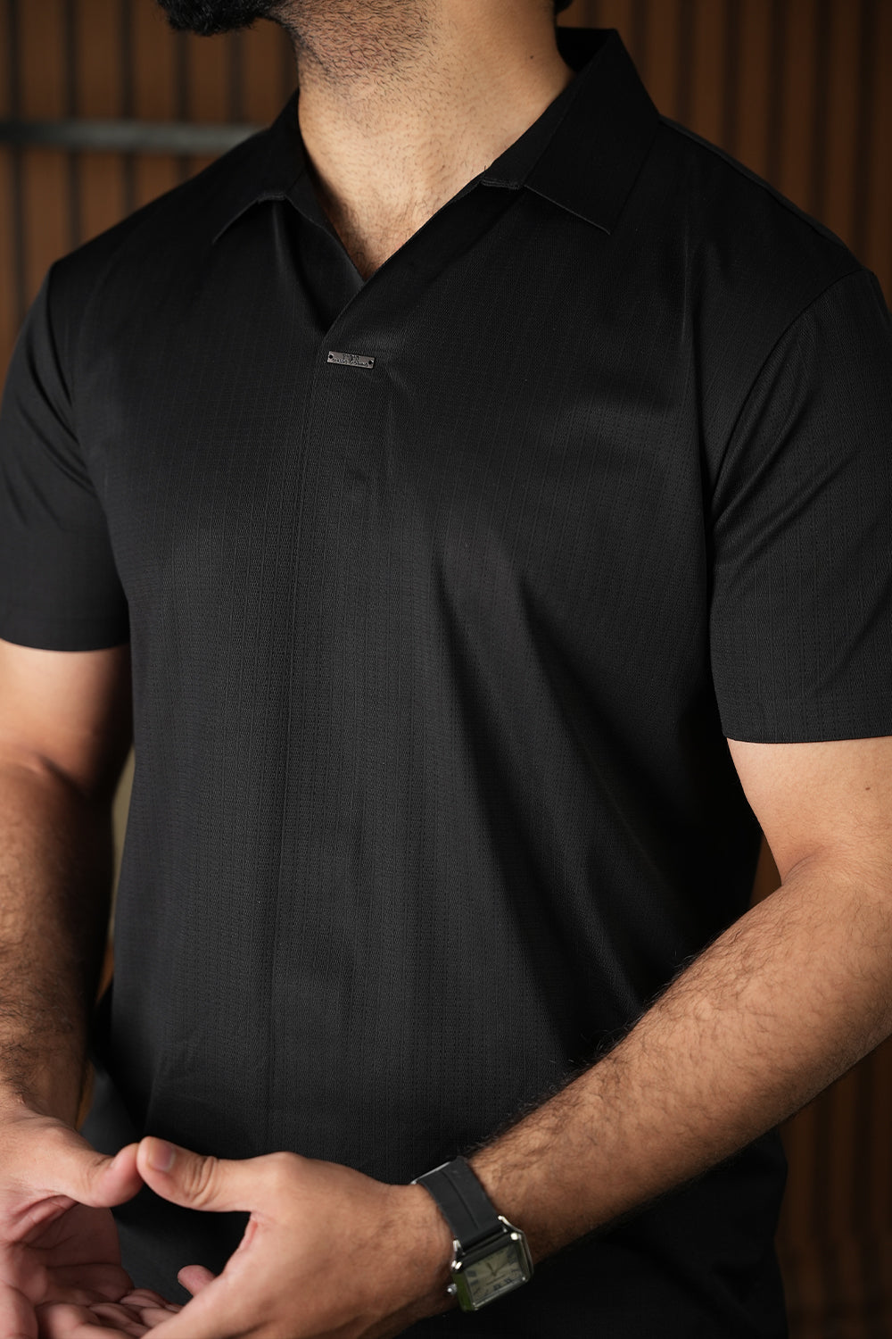 Half-Sleeve Knit Polo Shirt