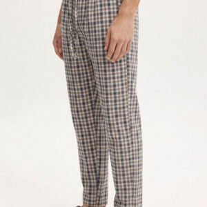 Straight Fit Check Cotton Trousers