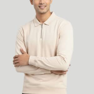 Half-Zip Collared Sweatshirt — Off-White