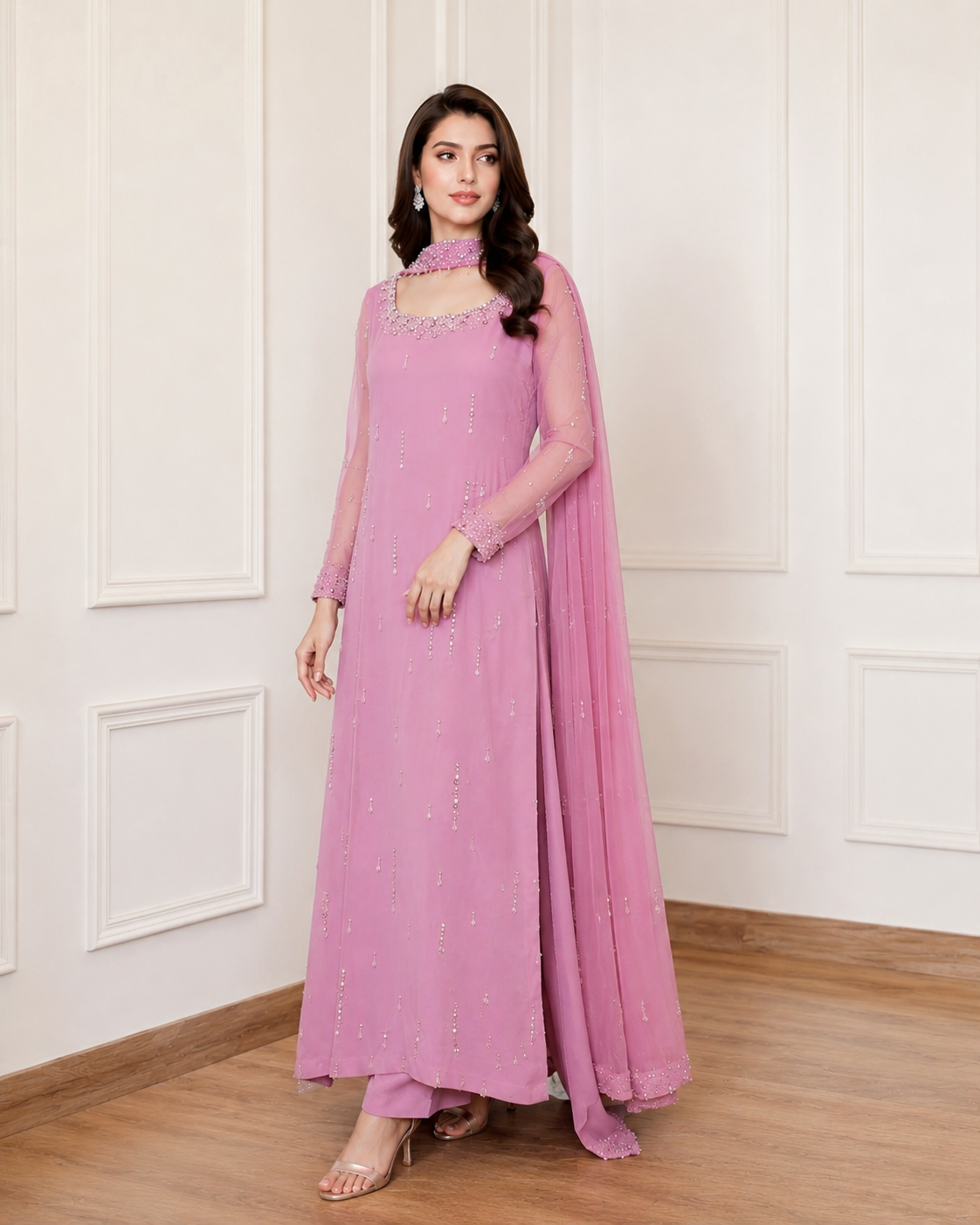 Rosé Whisper Chiffon Three-Piece