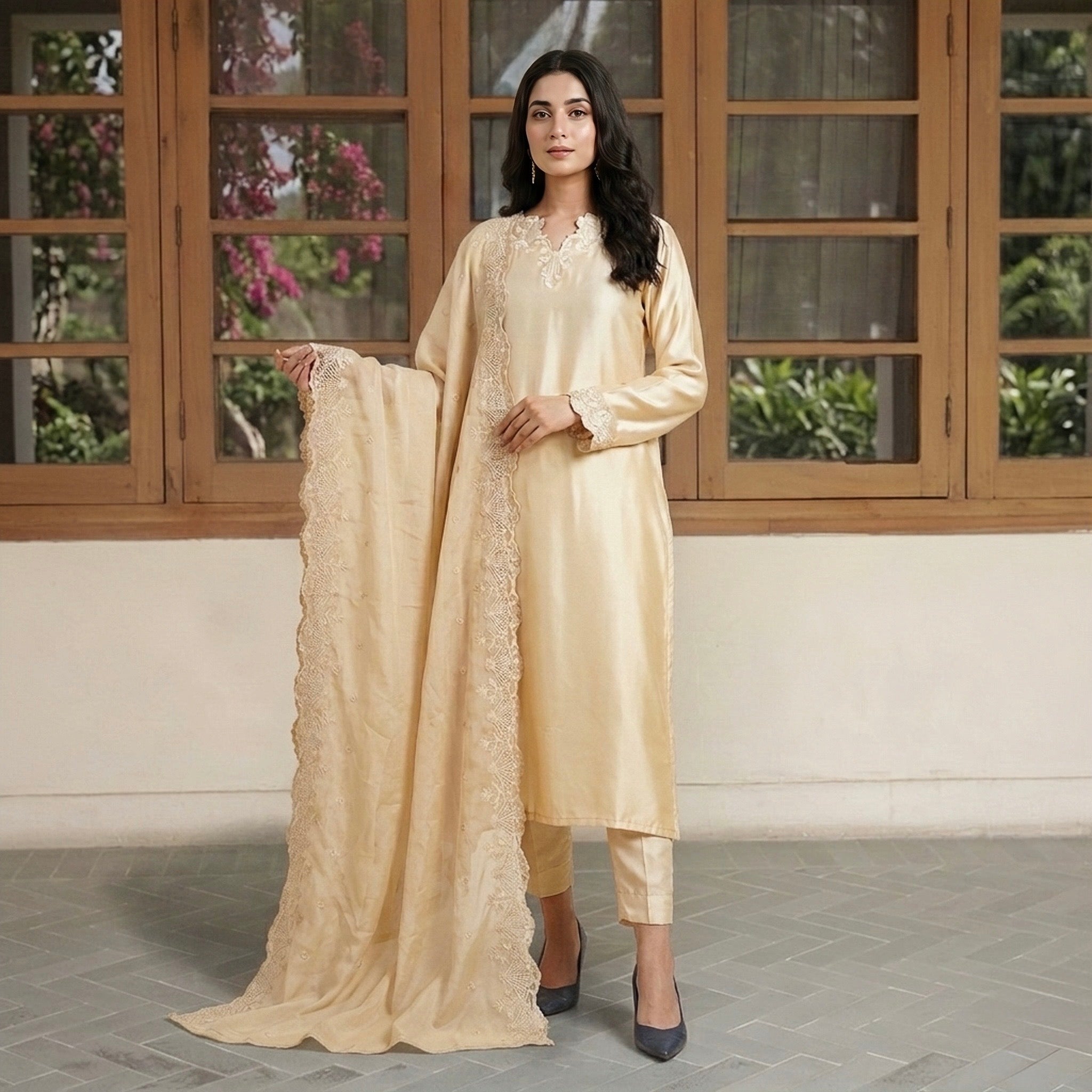 Bel Embroidered Silk Suit