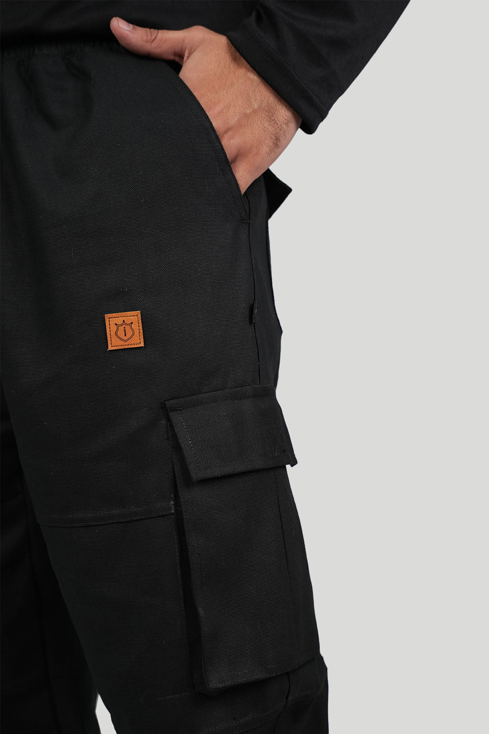 Six-Pocket Black Cargo Trousers
